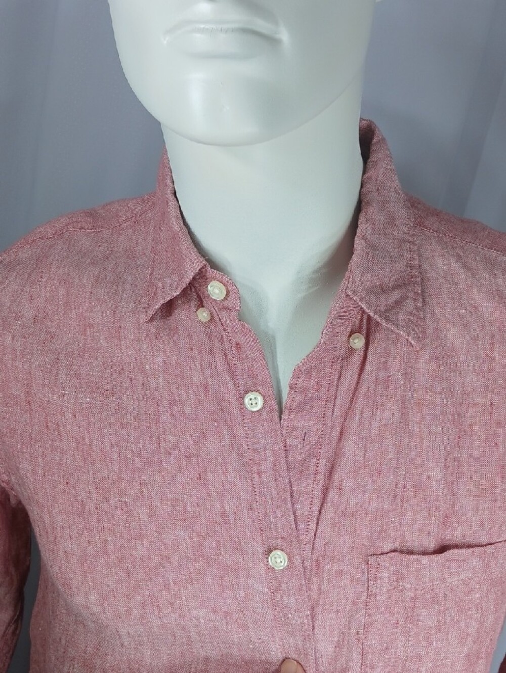 J. Crew red Linen Button-Up Shirt - Picture 9 of 10